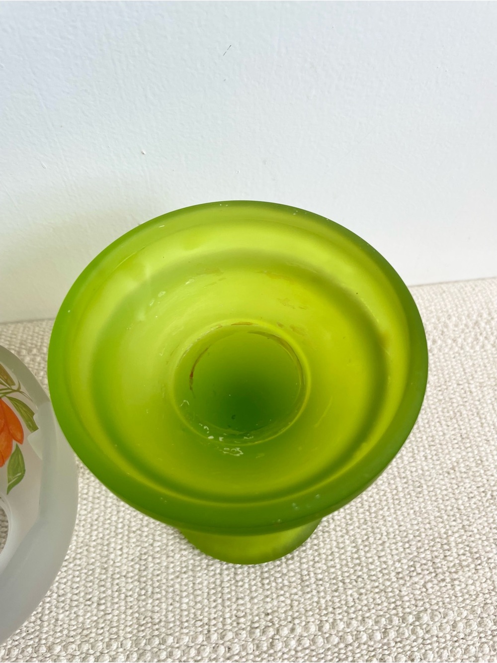 Westmoreland Fairy Lamp Frosted Green Stand Orange Rose - Picture 9 of 16
